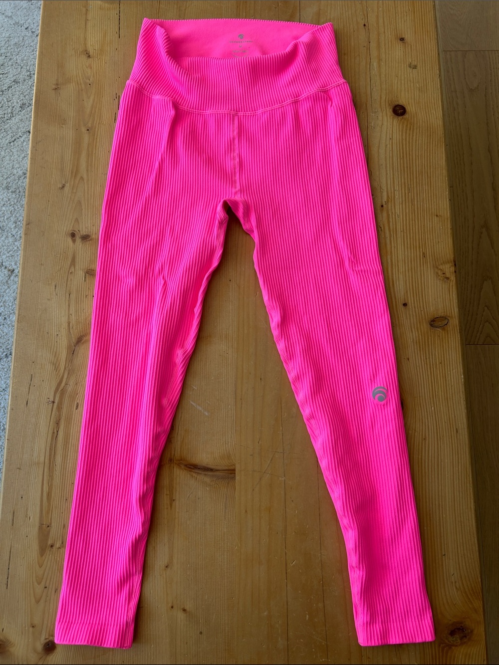 Ribbed High-Waist Leggings - Bright Pink